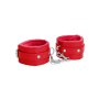 Ouch! Plush Leather Hand Cuffs - Red