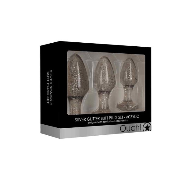 Acrylic Silverchip Butt Plug Set - Silver