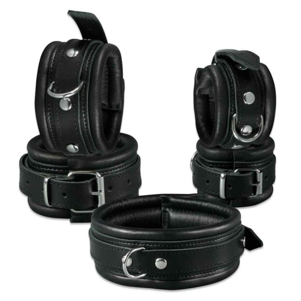 Leather Handcuffs Black 5 cm