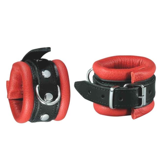 Leather Handcuffs Red 5 cm