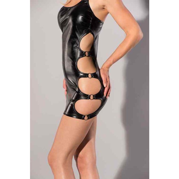 GP WET LOOK A-SYMMETRIC MINI DRESS BLACK 2XL
