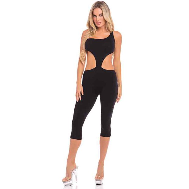 One shoulder cropped catsuit black, S / M