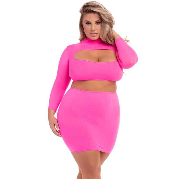Stop & Stare - 2 pc skirt set in pink, XL/2 XL 