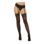 Sheer thigh highs w lace top - OS - Black