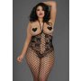 Queen Size Open-Cup Bodystocking - Black