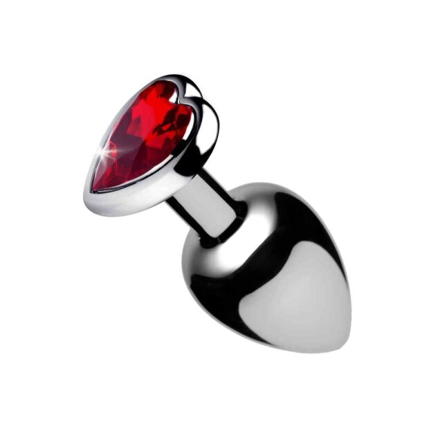Red Heart Gem Anal Plug Large - Red