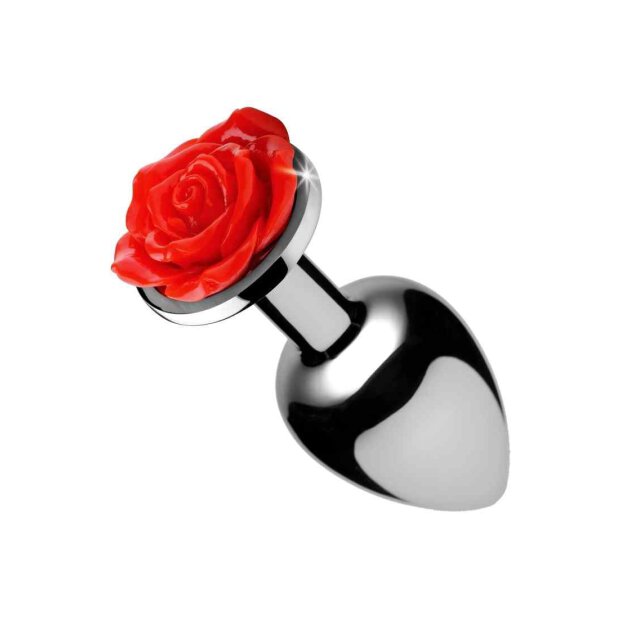 Red Rose Butt Plug - Medium - Red