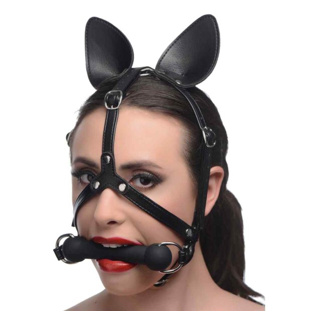 Dark Horse Pony Head Harness with Silicone Bit - Black