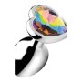 Rainbow Prism Heart Anal Plug - Small - Silver 2,8 cm