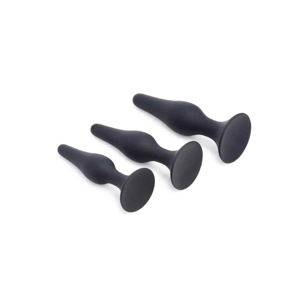 Master Series Triple Spire Tapered Silicone Anal Trainer Set of 3 - Black