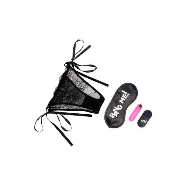 Power Panty Lace Panties, Bullet, & Blindfold Kit - Pink