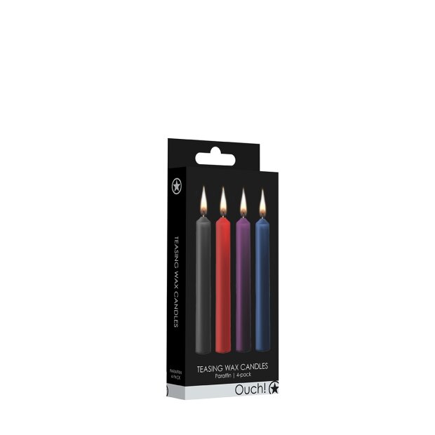 Shots small teasing wax candles 4 pieces black, red, pink, blue
