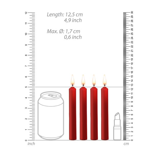 Shots small Teasing wax candles 4 pieces red