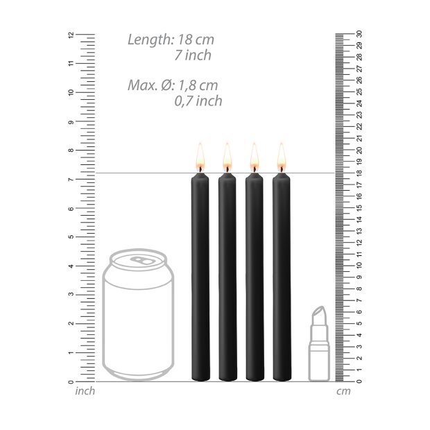 Shots large teasing wax candles 4 pieces black
