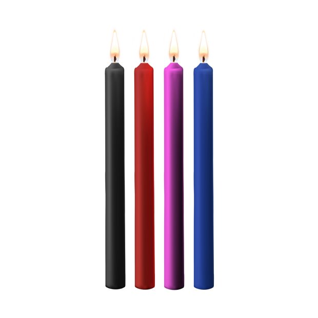 Shots large teasing wax candles 4 pieces black, red, pink, blue