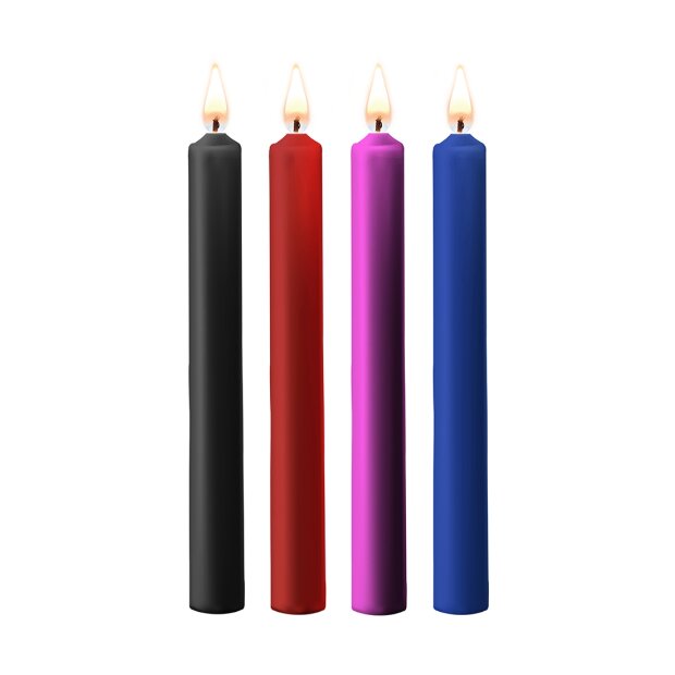 Shots large teasing wax candles 4 pieces black, red, pink, blue