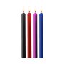 Shots grandes bougies de cire Teasing 4 pièces noir, rouge, rose, bleu