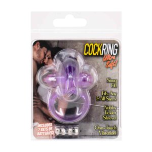 Ultra Soft Jelly Vibrating Rabbit Cockring - Purple