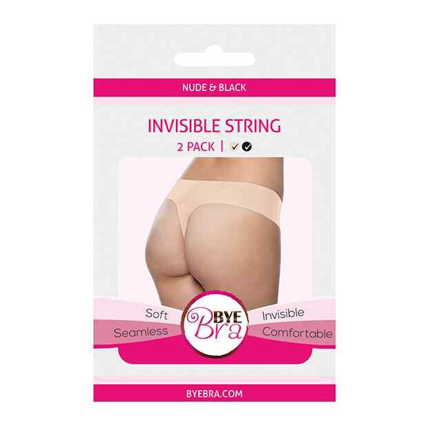 Bye Bra Invisible Thong (Nude & Black 2-Pack) M