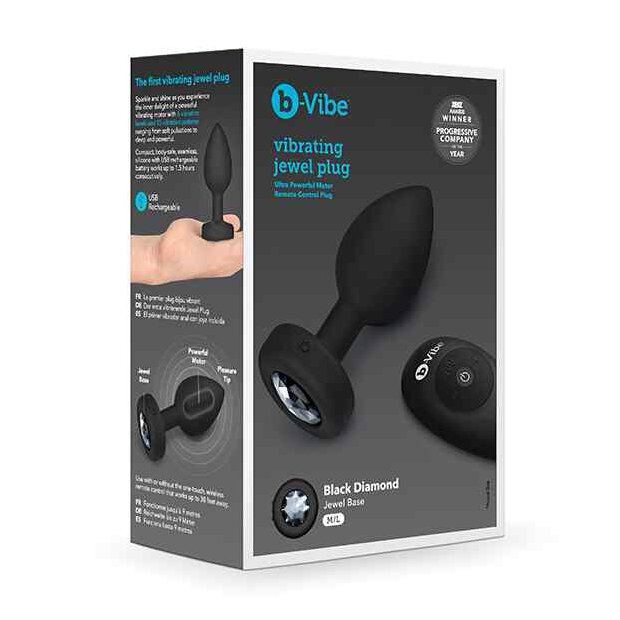 B-Vibe Vibrating Jewel Plug M/L Black Diamond