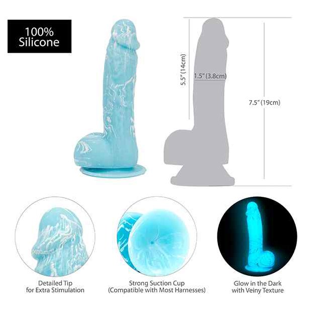 Addiction Luke Dong 7.5 Inch Blue Glow in the Dark