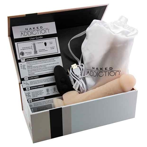 Naked Addiction Rotating & Vibrating Dong with Remote 7.5 Inch Vanilla