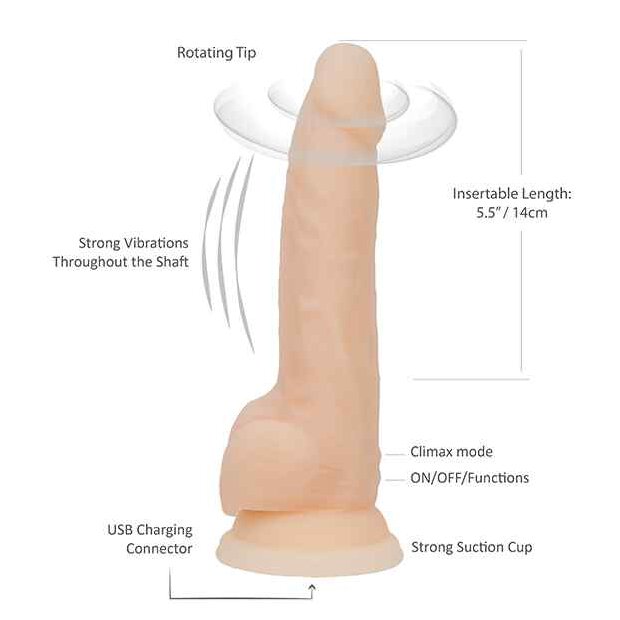 Naked Addiction Rotating & Vibrating Dong Vanilla 20.5cm