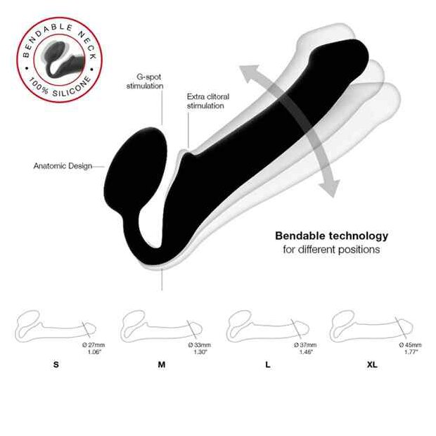 Strap-On-Me Semi-Realistic Bendable Strap-On Black XL